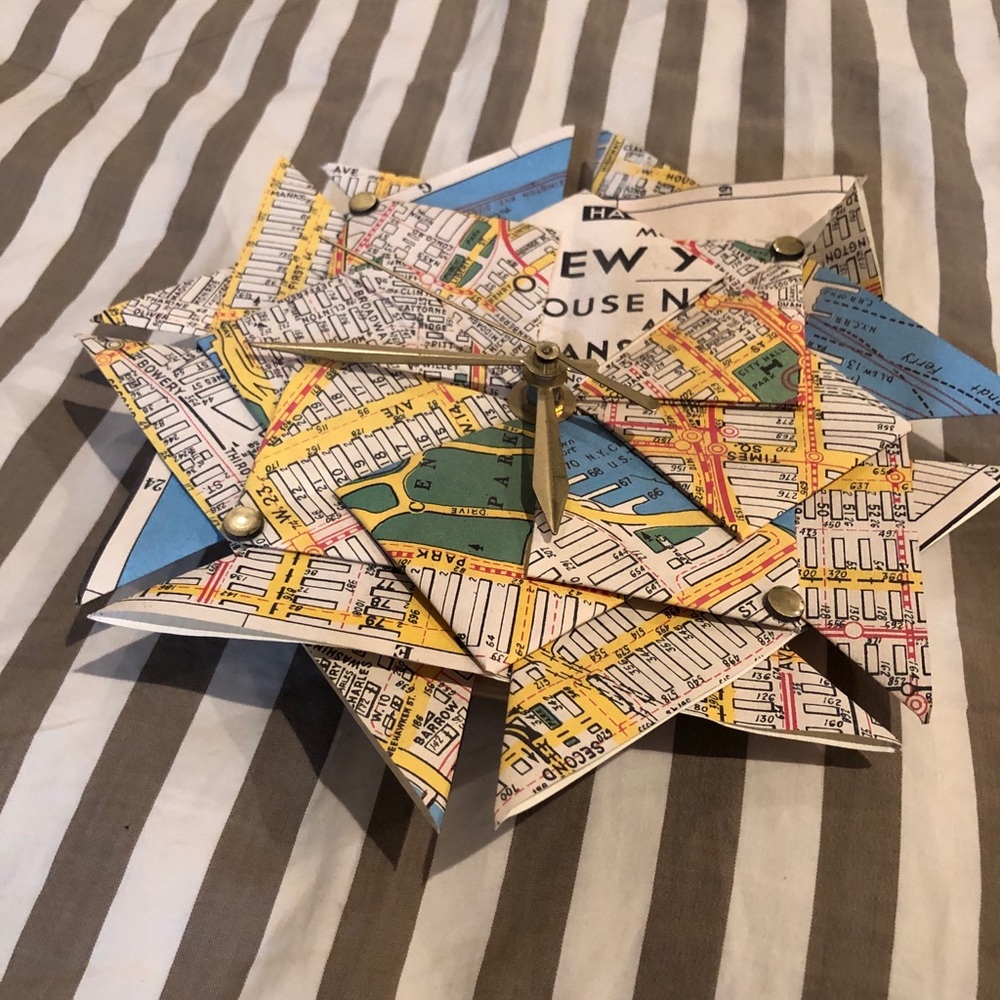 Clock made out of NYC map